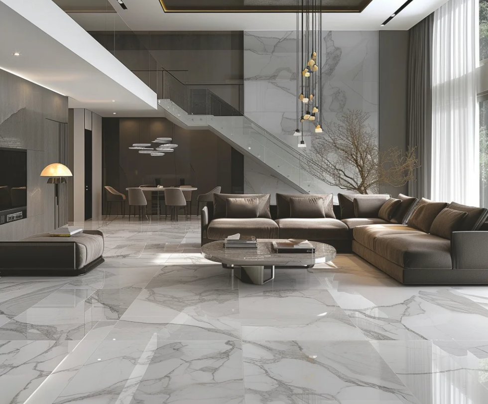luxury room with black sofa set